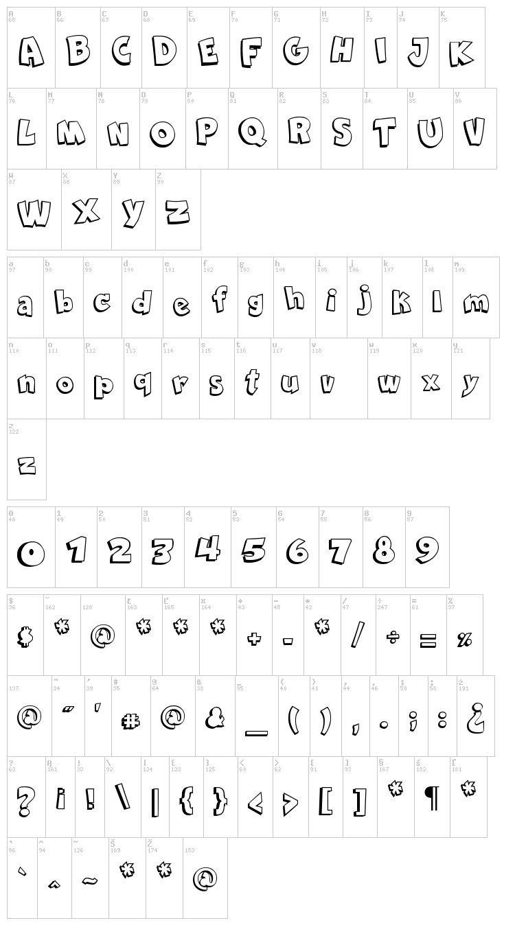 Comica BD font map
